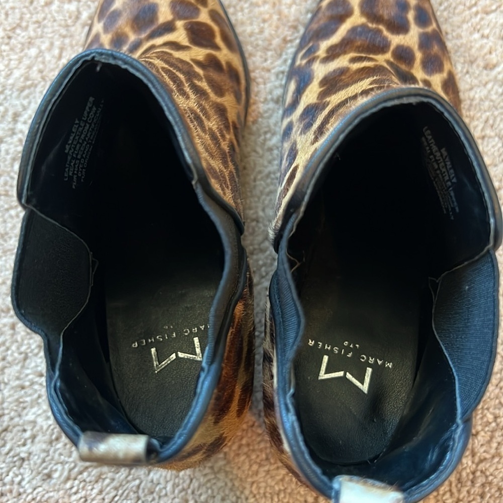 Marc Fisher Calf Hair Leopard Print Yaley Pointed Toe Booties - Picture 6 of 10